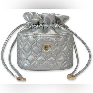 Pursen Silver Quilted Drawstring Bag Jewelry Organizer